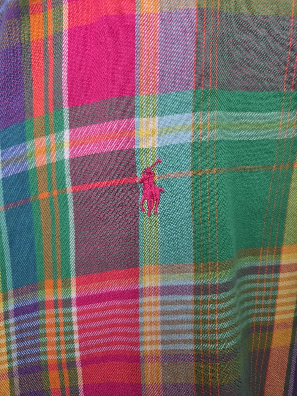 Ralph Lauren Green Pink Multicolor Plaid Button-Down Shirt - Picture 3 of 4
